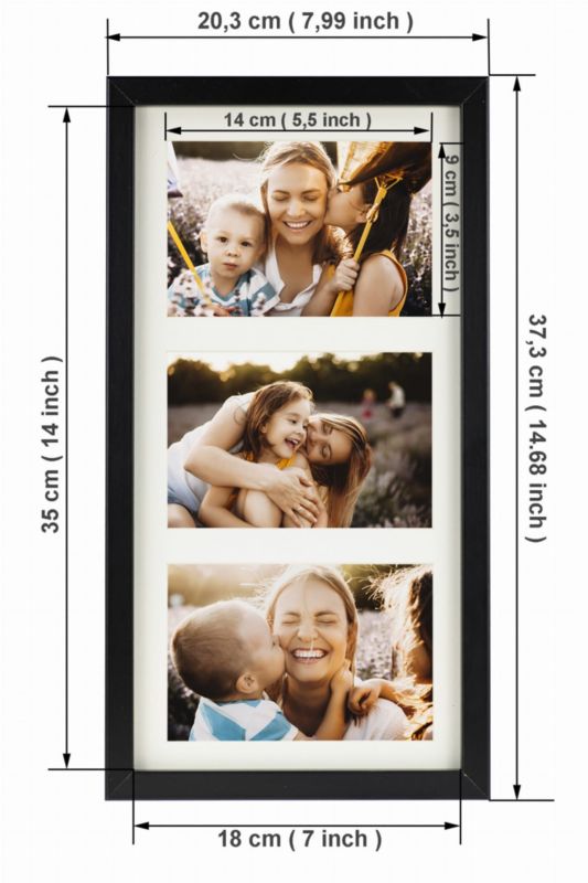 Multiramme BD art Basic 18x35 til 3 billeder 10x15 cm sort 1 stk.