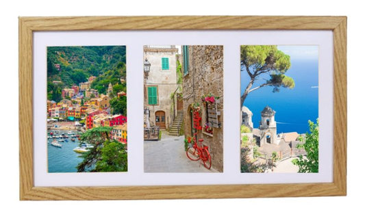 Multiramme BD art Basic 18x35 med passepartout til 3 billeder i eg, 1 stk.