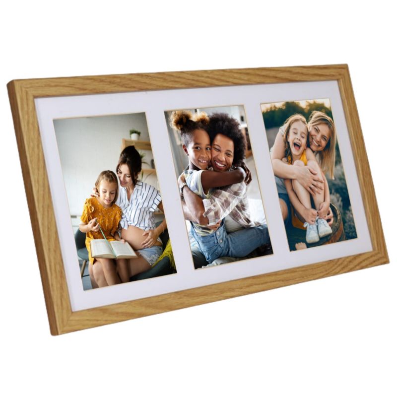 Multiramme BD art Basic 18x35 med passepartout til 3 billeder i eg, 1 stk.
