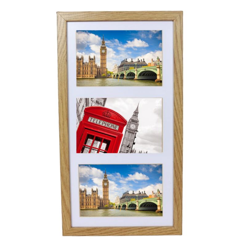 Multiramme BD art Basic 18x35 med passepartout til 3 billeder i eg, 1 stk.
