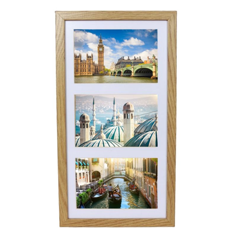 Multiramme BD art Basic 18x35 med passepartout til 3 billeder i eg, 1 stk.