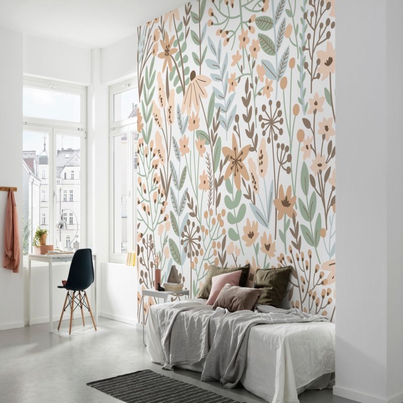 GoodHome Stibin vinylmural på nonwoven med grønne blomster