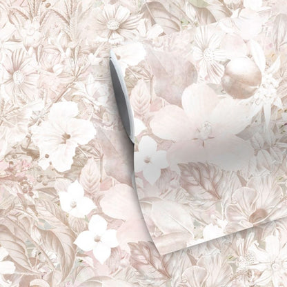 GoodHome Tacl vinylmural på nonwoven med blomster i creme