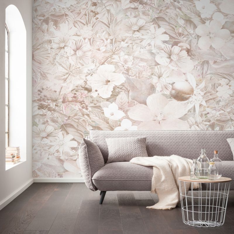 GoodHome Tacl vinylmural på nonwoven med blomster i creme
