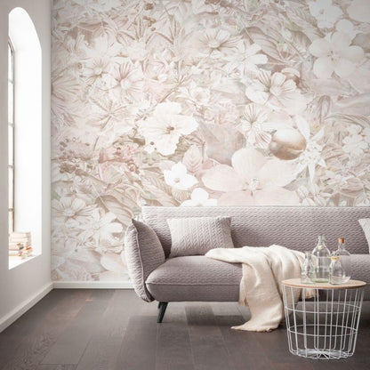 GoodHome Tacl vinylmural på nonwoven med blomster i creme