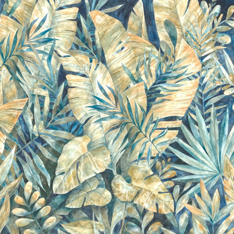 GoodHome Taran vinylmural på nonwoven med blå planteprint