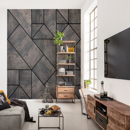 GoodHome Tasi puslespil sort vinylmural på nonwoven