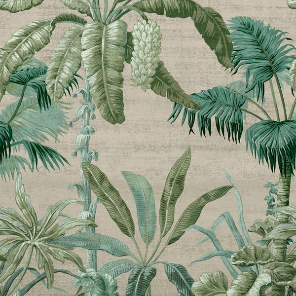 GoodHome Tugtu tropisk vinylmural på nonwoven i creme