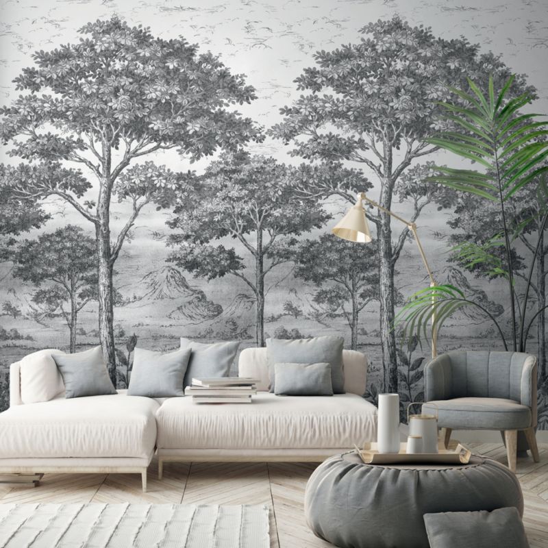 GoodHome Turcoaz vinylmural på nonwoven med sort udsigt