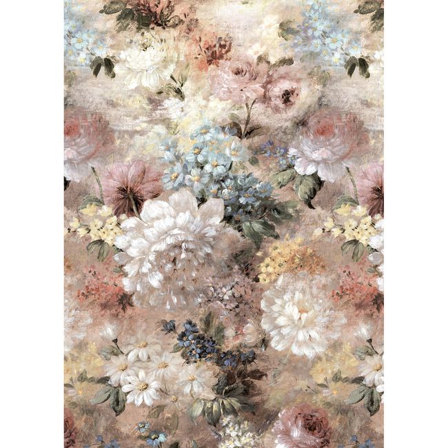 Vinylmural på nonwoven GoodHome Verdi blomster lys rosa