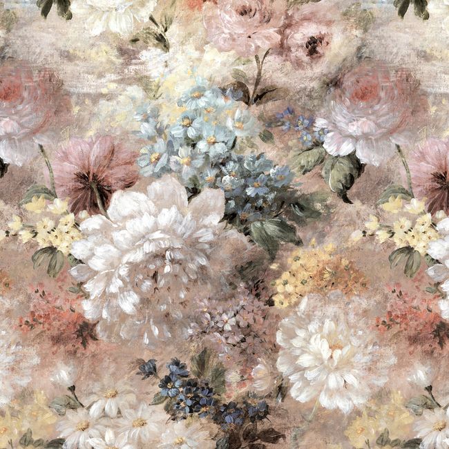 Vinylmural på nonwoven GoodHome Verdi blomster lys rosa
