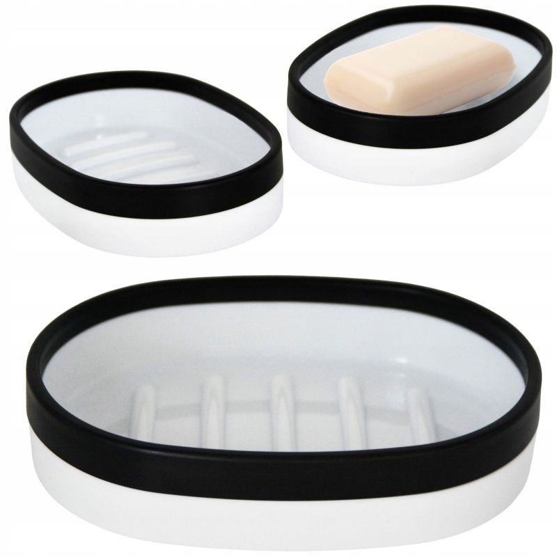 Sæbeskål ABS Sort/Hvid 13,3 x 9,3 cm 1 stk. 5905923653287