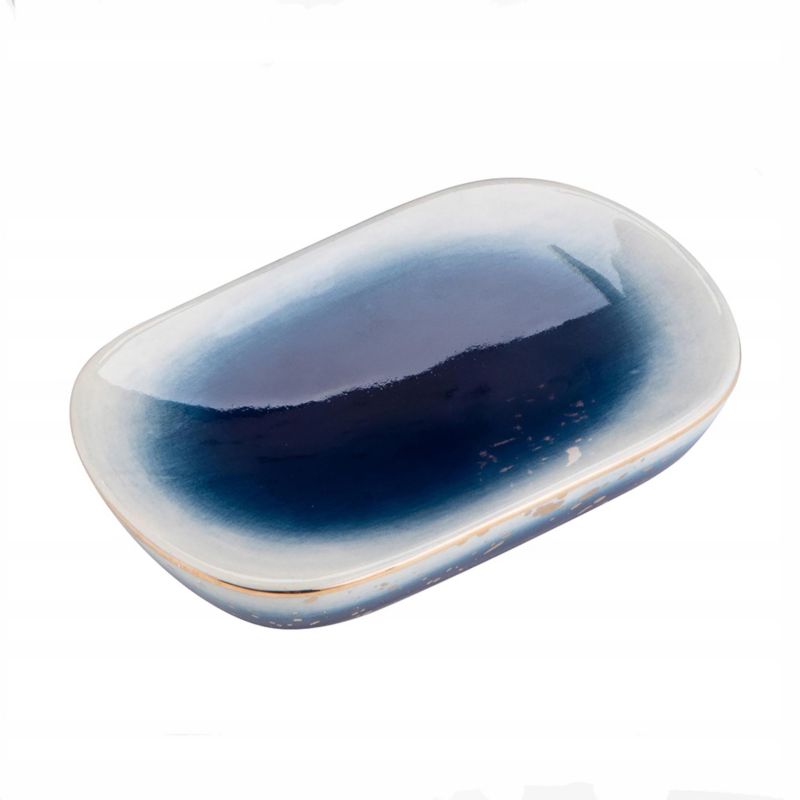 Keramisk Sæbeskål Hvid Blå Ombre 14x9 cm 1 stk.