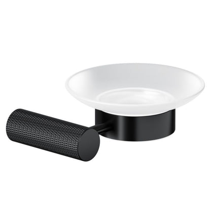 Vægmonteret Sæbeskål Sort Frostet Glas Rustfrit Stål 10,9 cm