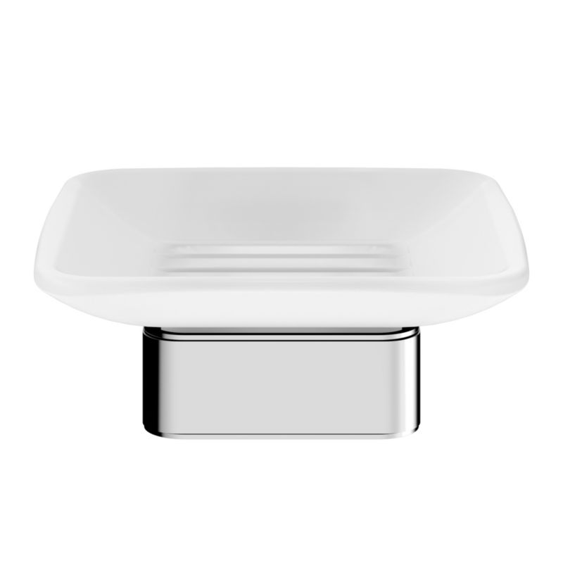 Vægmonteret Sæbeskål i Rustfrit Stål og Glas med Kromeffekt 112x106x52 mm