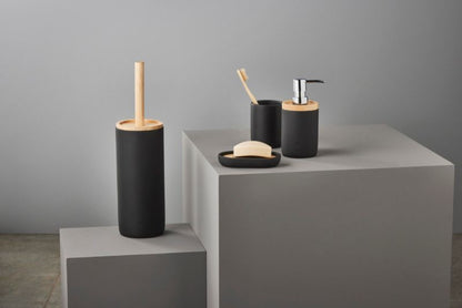 Sæbeskål Sepio Tokyo Sort Plast og Træ 14x9,5x6 cm | 5901583506499