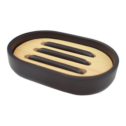 Sæbeskål Sepio Tokyo Sort Plast og Træ 14x9,5x6 cm | 5901583506499