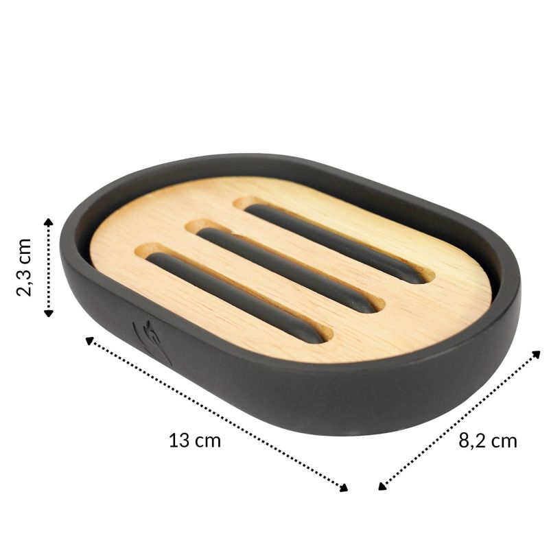 Fritstående sæbeskål sort trælook 13 cm