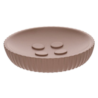 Rund Sæbeskål i Polyresin Beige Riflet 11 cm