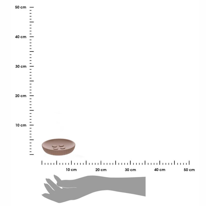 Rund Sæbeskål i Polyresin Beige Riflet 11 cm