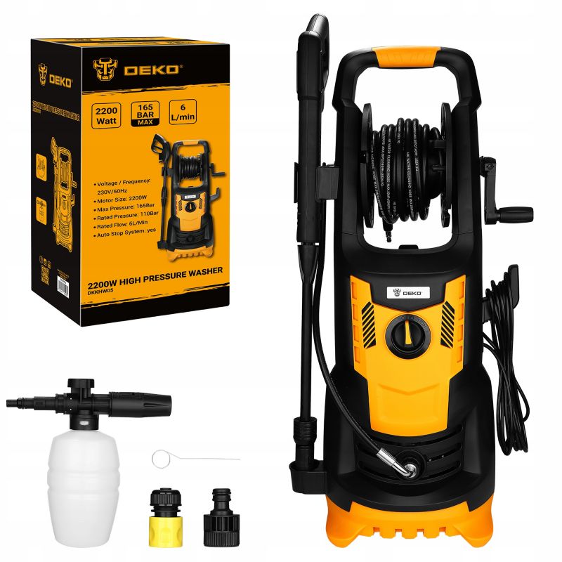 DEKO højtryksrenser 165 bar 2200 W komplet sæt