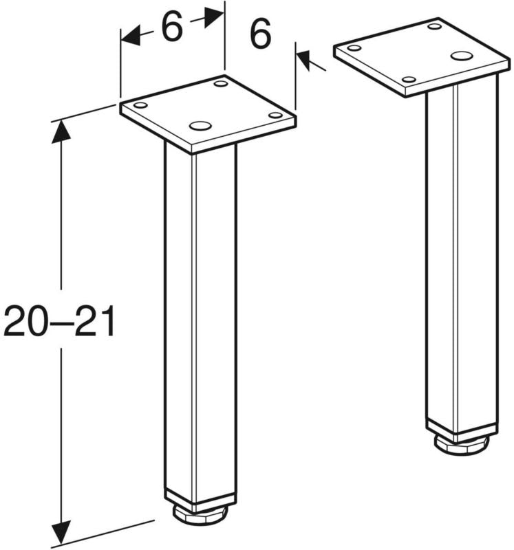 Skabsben Selnova Square 19,7-20,5 cm Hvid