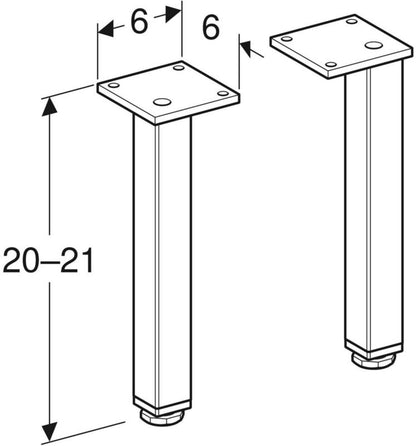 Skabsben Selnova Square 19,7-20,5 cm Hvid