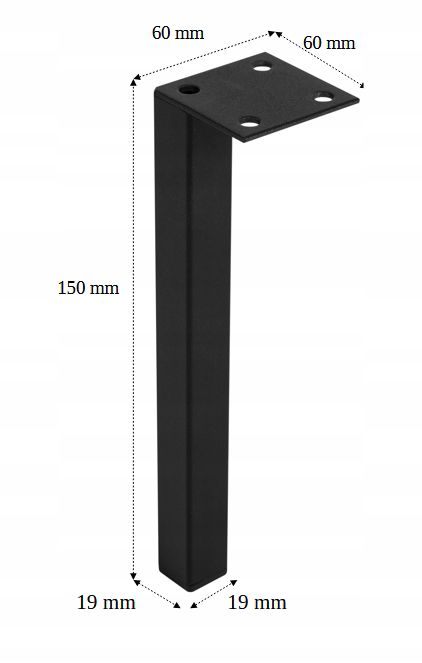 Møbelben 15 cm Sort Metal 4 stk.