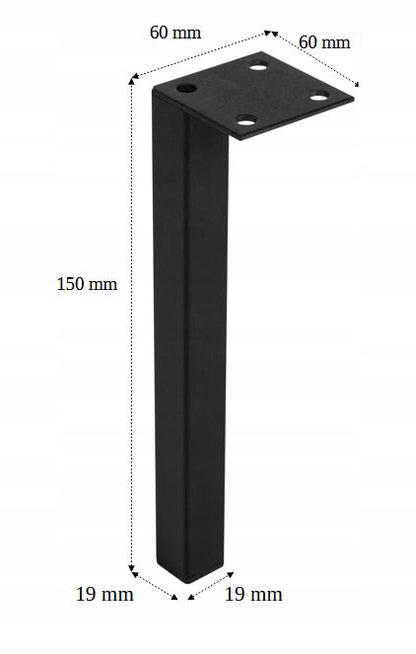 Møbelben 15 cm Sort Metal 4 stk.
