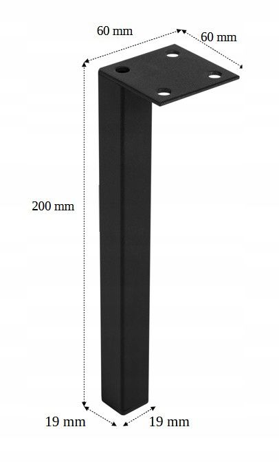 Møbelben 20 cm Sort Metal 4 stk. Loftstil