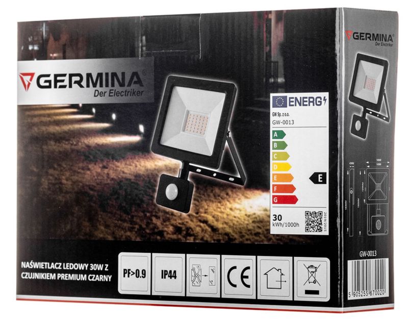 LED-spot 30W Germina med bevægelsessensor udendørslampe IP65 1 stk.