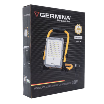 Bærbar LED-arbejdslampe Germina med batteri og blinkende funktion, 1 stk.