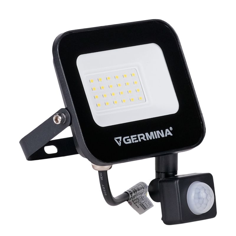 LED-projektør Germina 20W med bevægelsessensor, udendørslampe IP65, 1 stk.