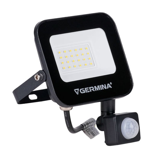 LED-projektør Germina 20W med bevægelsessensor, udendørslampe IP65, 1 stk.