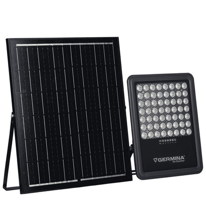 Solar LED-projektør Germina 300W IP65 med fjernbetjening – komplet sæt