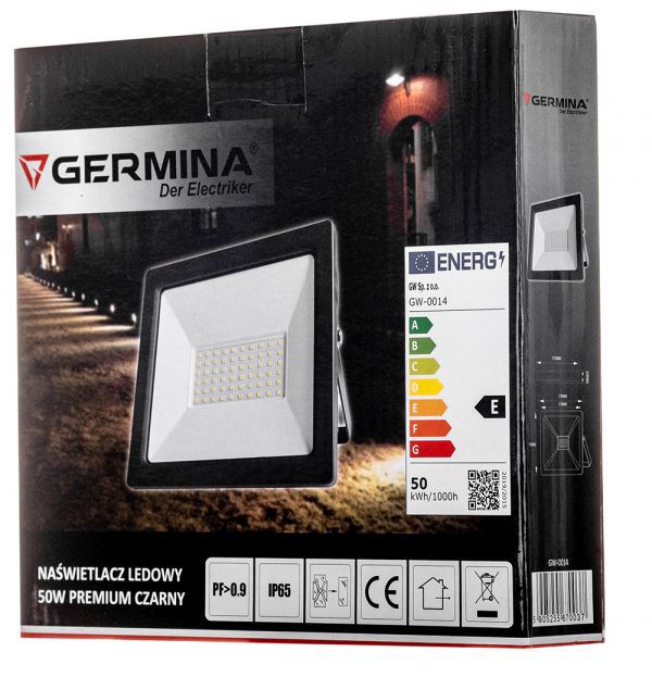 LED-projektør Germina 50W udendørslampe IP65, 1 stk.