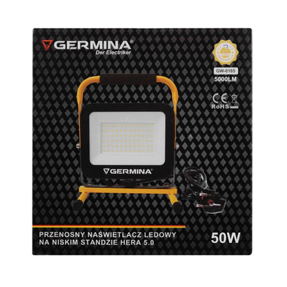 LED-arbejdslampe Germina 50W med lavt stativ, IP65, 1 stk.