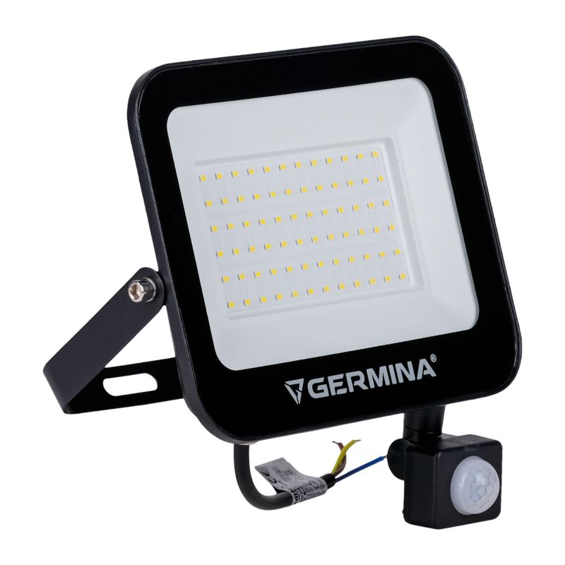 LED-spot Germina 50W med bevægelsessensor, udendørslampe IP65, 1 stk.