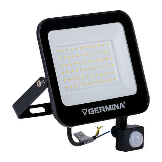 LED-spot Germina 50W med bevægelsessensor, udendørslampe IP65, 1 stk.