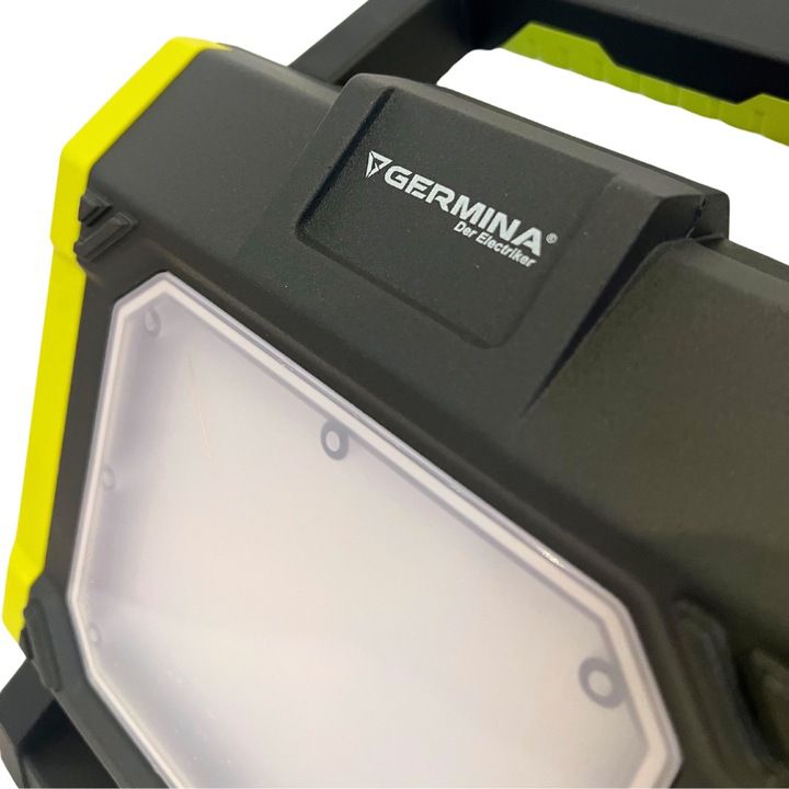 LED-arbejdslampe GERMINA 35W til batteri med adaptere til populære elværktøjsmærker – professionel lampe, 1 stk.