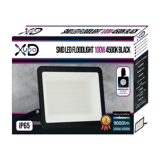 LED-projektør SMD XUDO 100W 4500K Neutralhvid IP65 Sort 1 stk.