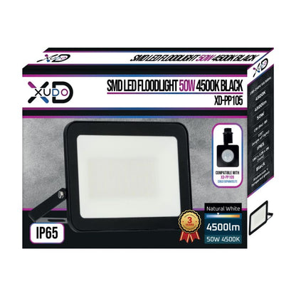 LED-arbejdslampe SMD XUDO 50W 4500K Neutral hvid IP65 Sort 1 stk.