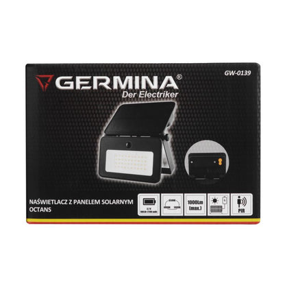 Germina LED solarlygte med bevægelsessensor 1000lm IP65 3000/4000/6500K 1 stk.
