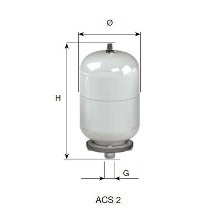 Membrantryksbeholder til varmt brugsvand ACS Cimm 2 l 2,5/10 bar, 1 stk.