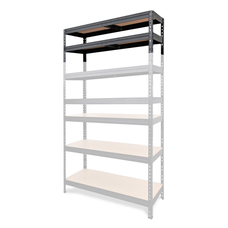 Metalpåbygning til GoodHome Rand reol 46 x 128 x 40 cm med 2 hylder og 300 kg bæreevne