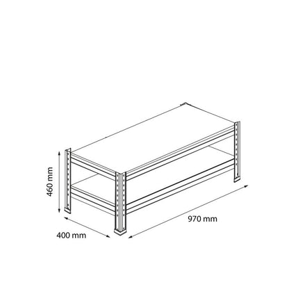 Metalhylde til reol Rand 46x97x40 cm 2 hylder 250 kg