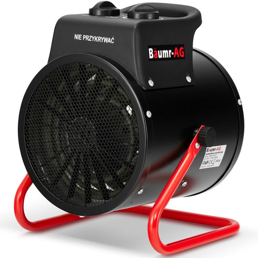 Elektrisk varmeblæser BAUMR-AG 2,5 kW 2500W med blæser, varmelegeme og termostat, 1 stk.