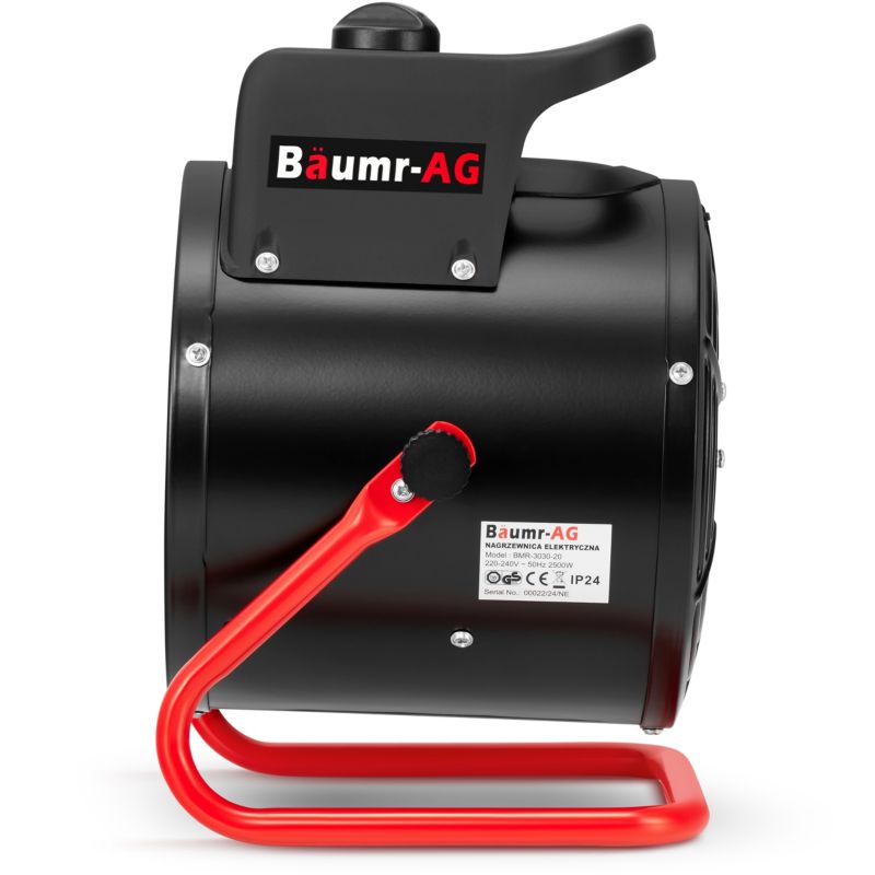 Elektrisk varmeblæser BAUMR-AG 2,5 kW 2500W med blæser, varmelegeme og termostat, 1 stk.