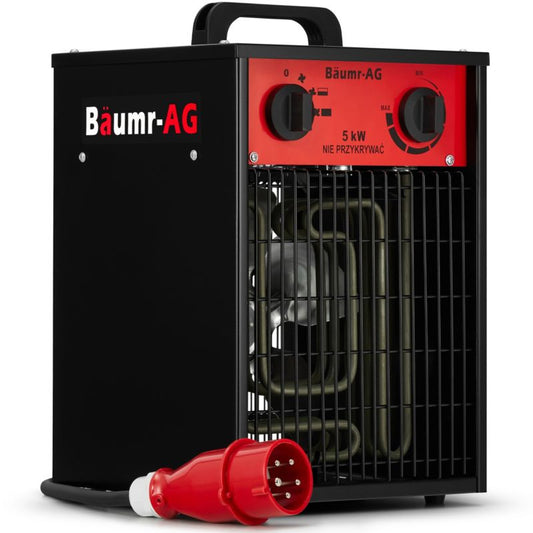 Elektrisk varmeblæser BAUMR-AG 5,0 kW 5000 W med blæser, varmelegeme og termostat – 1 stk