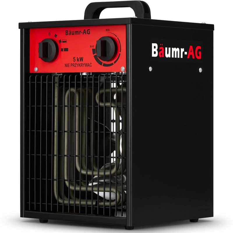 Elektrisk varmeblæser BAUMR-AG 5,0 kW 5000 W med blæser, varmelegeme og termostat – 1 stk